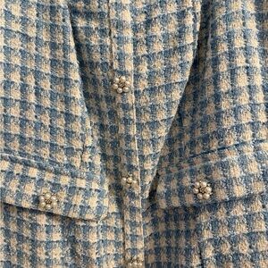 SHEIN Blue and Cream Checkered Tweed Dress